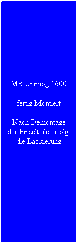 Textfeld: MB Unimog 1600
fertig Montiert
Nach Demontage der Einzelteile erfolgt die Lackierung
&nbsp;
